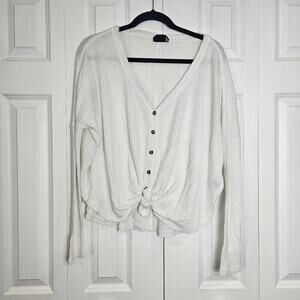 Urban Outfitters Out from Under White Waffle Long Sleeve Shirt Womens Size XS